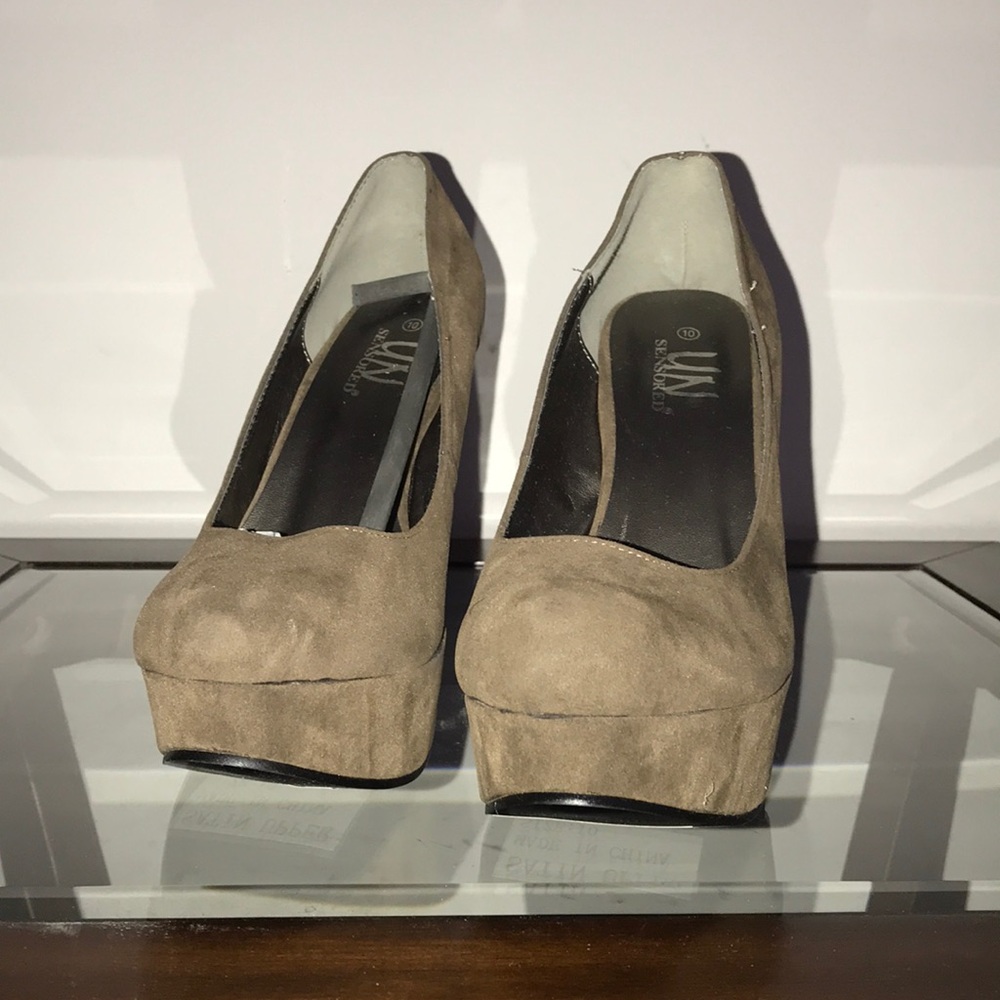 Mocha suede platform heel